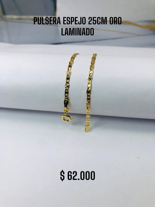 PULSERA ESPEJO 25CM ORO LAMINADO