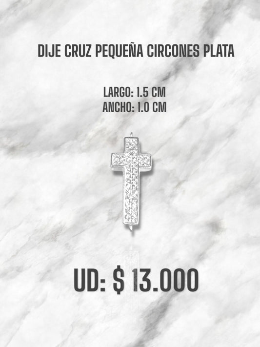 DIJE CRUZ PEQUEÑA CIRCONES PLATA