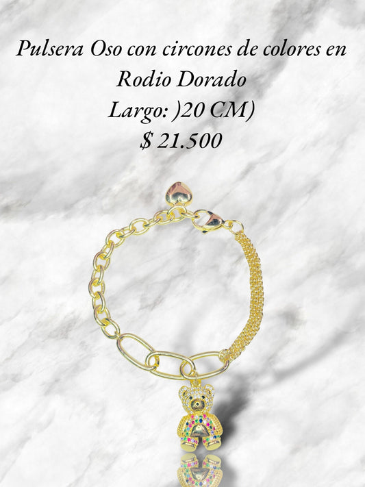 Pulsera Oso Rodio Dorado