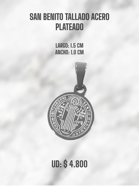 SAN BENITO TALLADO ACERO PLATEADO