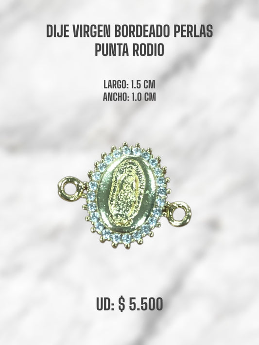 DIJE VIRGEN BORDEADO PERLAS PUNTO
