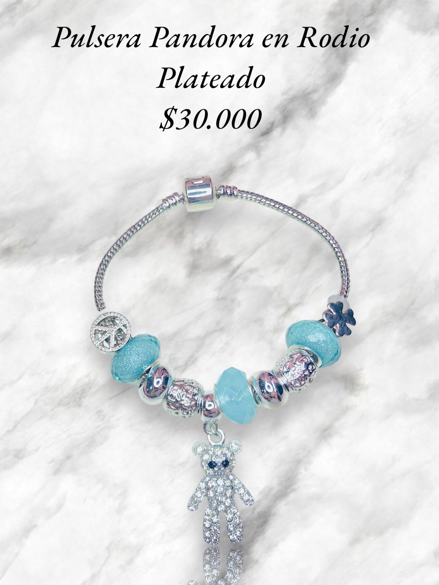 Pulsera Oso Pandora en Rodio