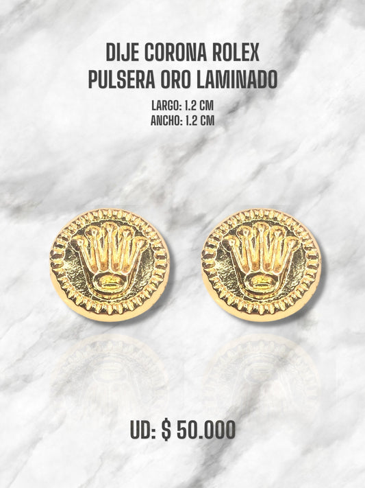 DIJE CORONA ROLEX PULSERA ORO LAMINADO