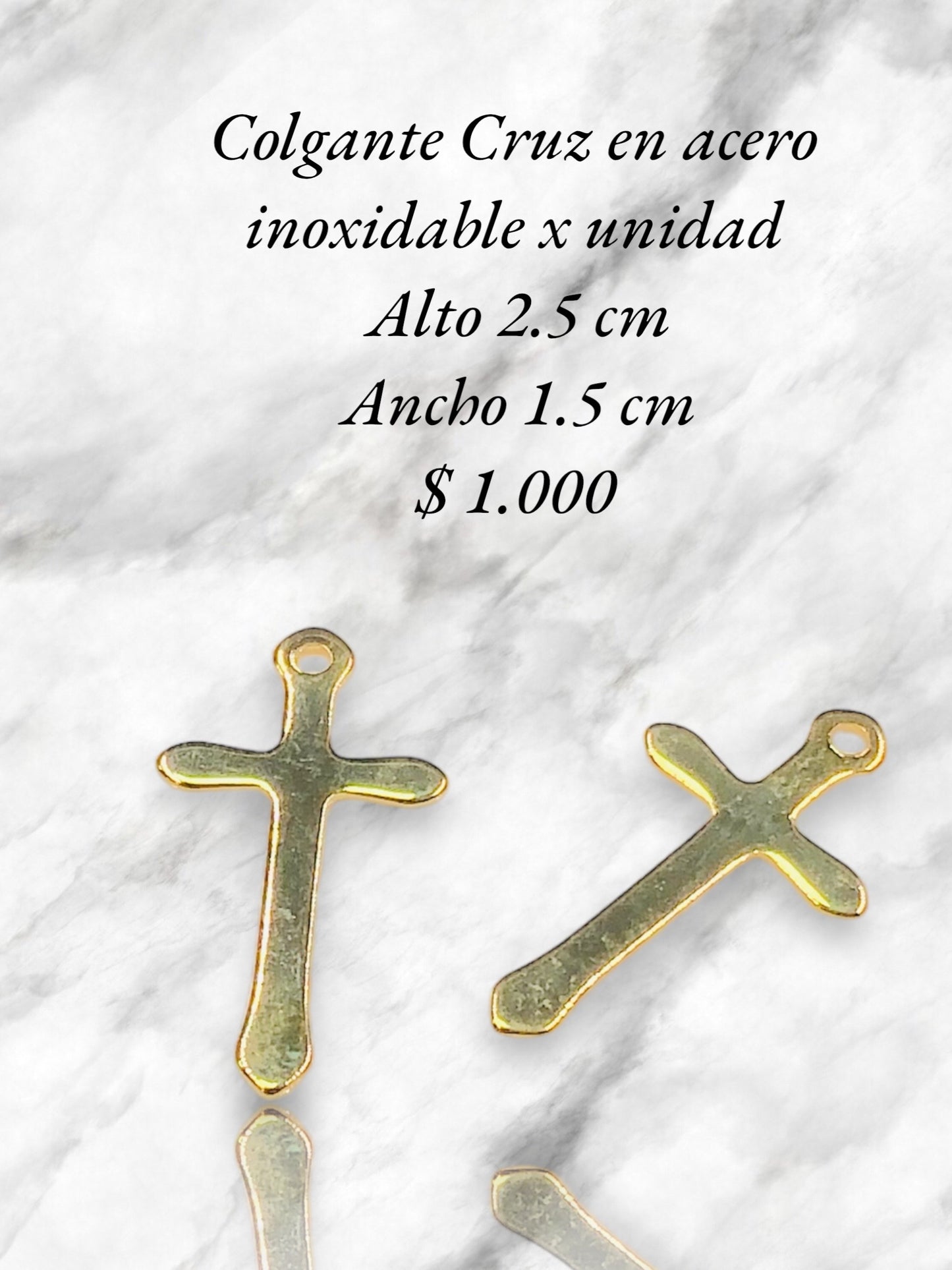 Colgante Cruz en acero inoxidable x unidad