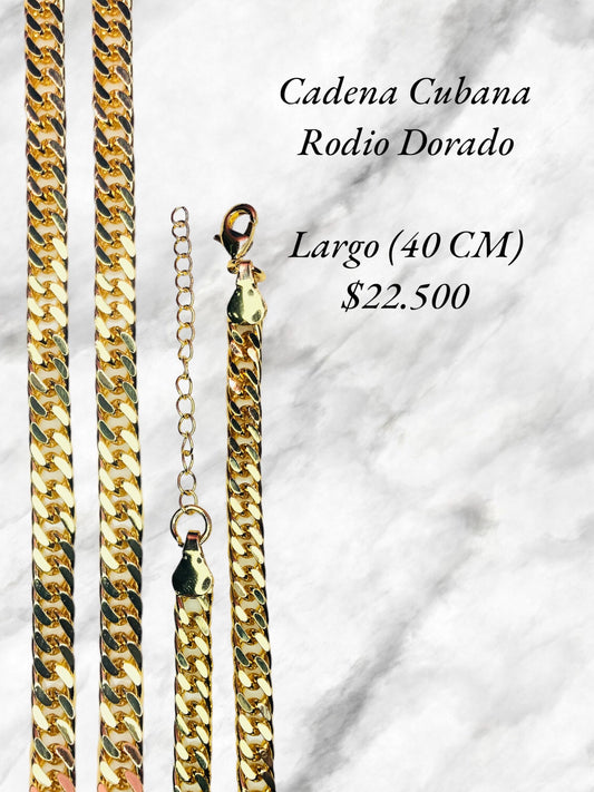 Cadena Cubana En Rodio Dorado