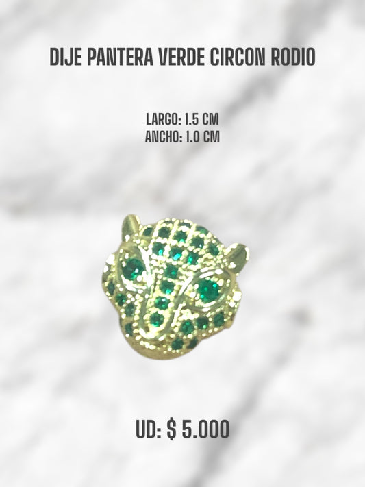 DIJE PANTERA VERDE CIRCON RODIO