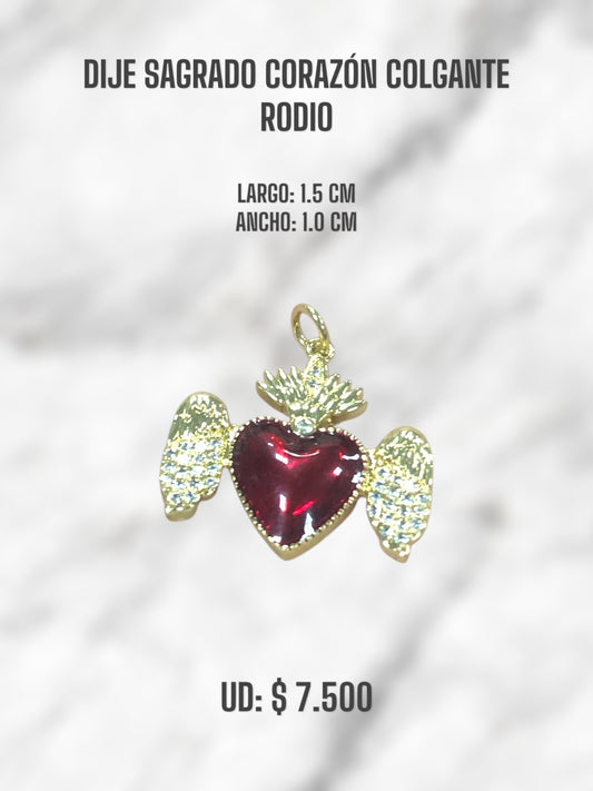 DIJE SAGRADO CORAZÓN COLGANTE RODIO