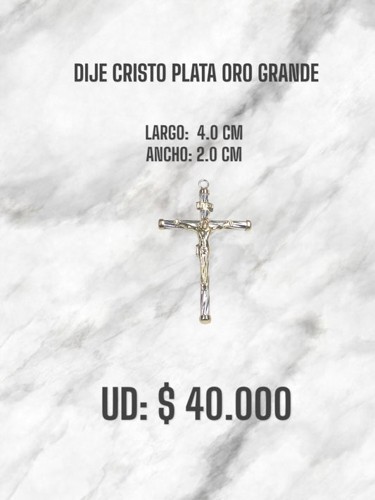 DIJE CRISTO PLATA ORO GRANDE