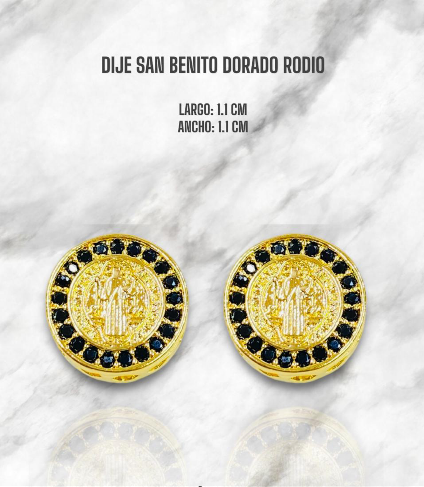 DIJE SAN BENITO PASANTE CIRCON NEGRO RODIO