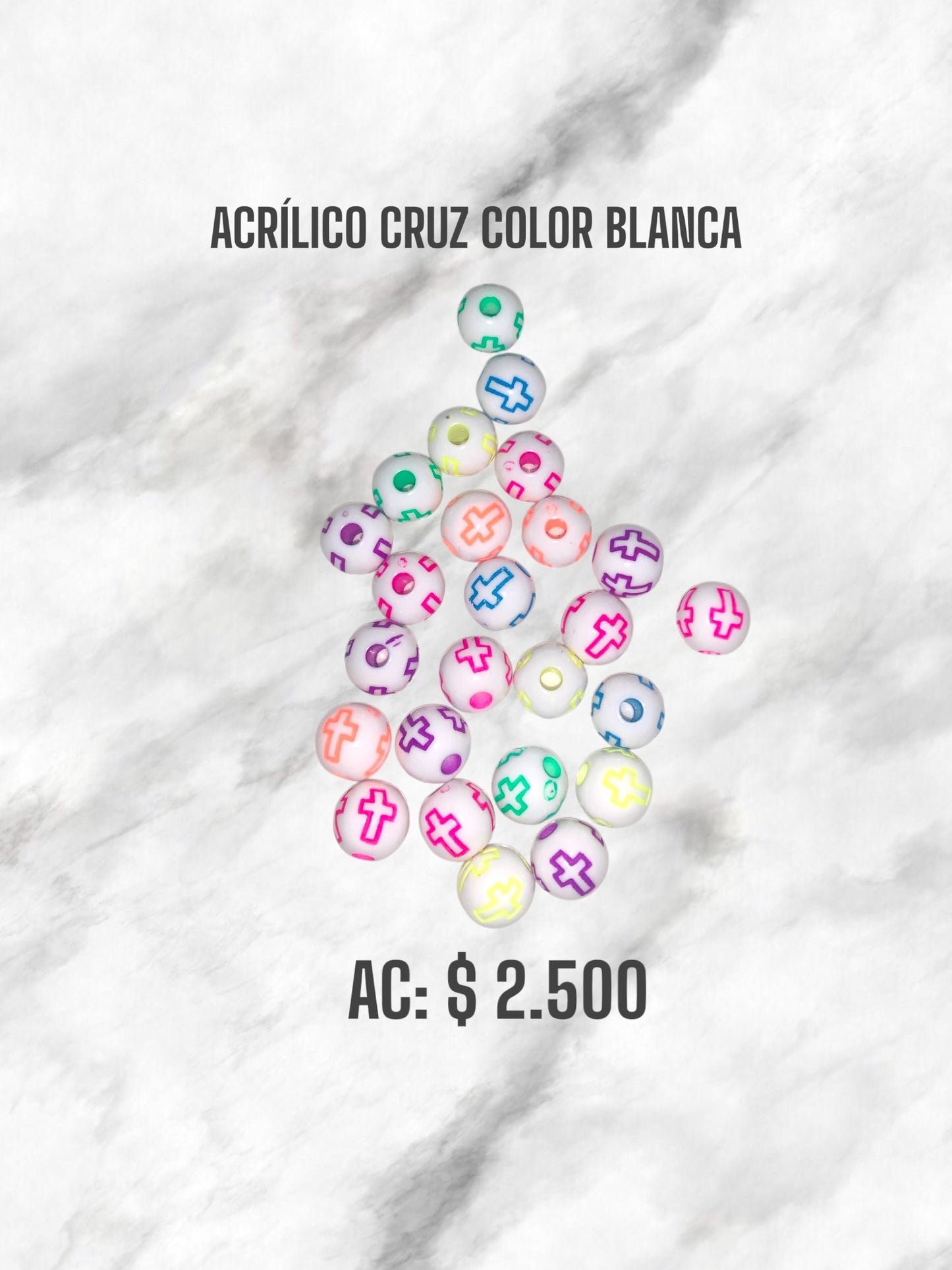 ACRÍLICO CRUZ COLOR BOLA BLANCA