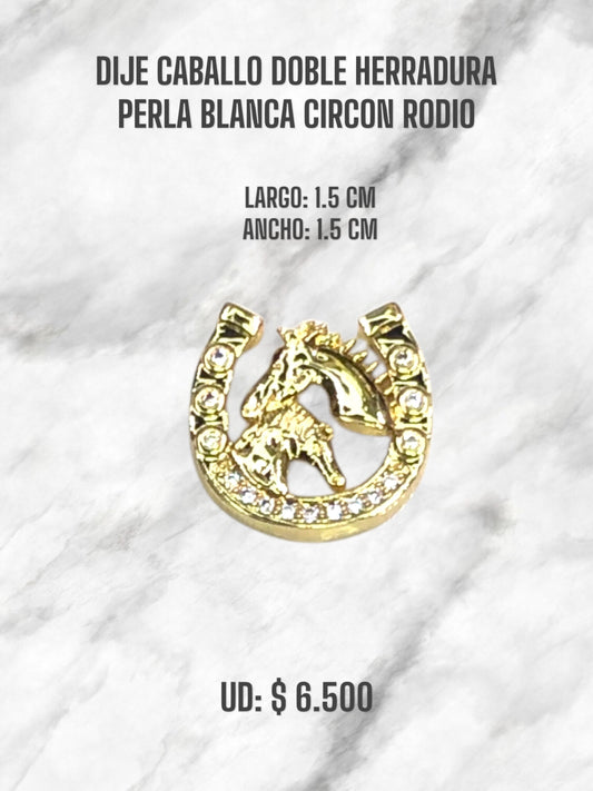 DIJE CABALLO DOBLE HERRADURA BLANCA