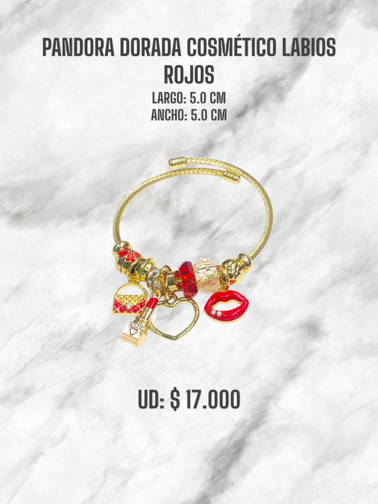 PANDORA DORADA COSMÉTICOS LABIOS ROJOS