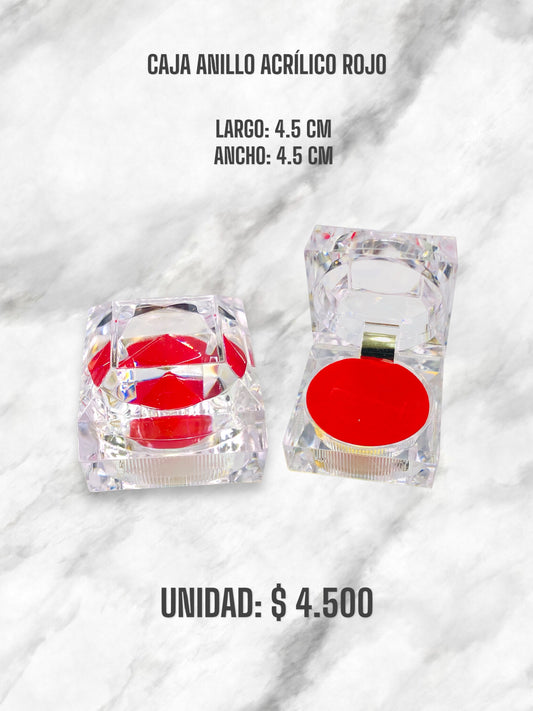 CAJA DE ANILLO ACRÍLICO NEGRA,ROJA Y AZUL OSCURO