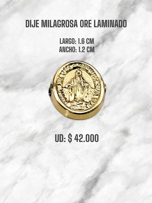DIJE PASANTE MILAGROSA ORO LAMINADO
