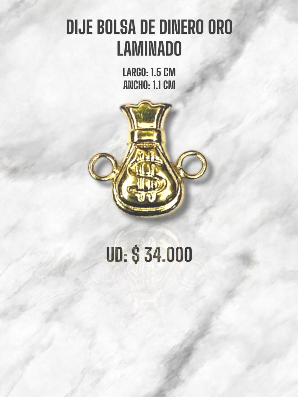 DIJE BOLSA DE DINERO ORO LAMINADO #1