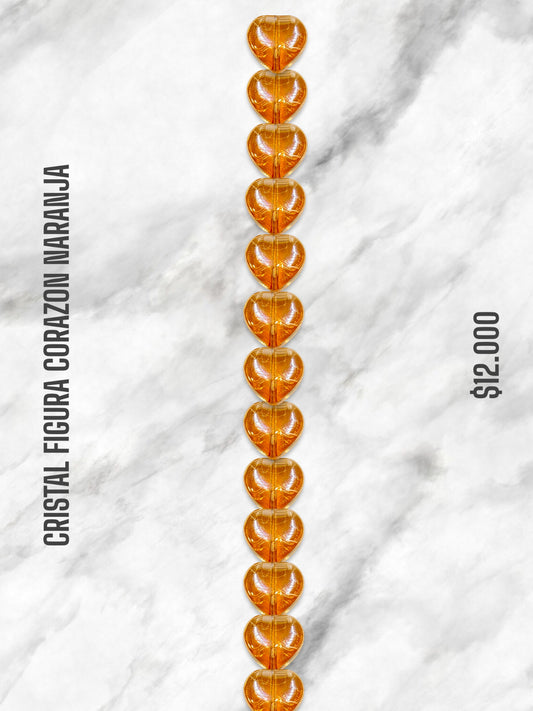 CRISTAL FIGURA CORAZÓN NARANJA