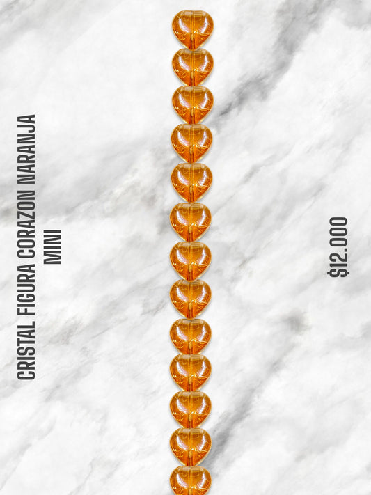 CRISTAL FIGURA CORAZÓN NARANJA MINI