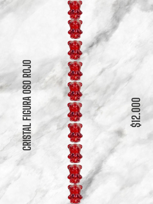 CRISTAL FIGURA OSITO ROJO