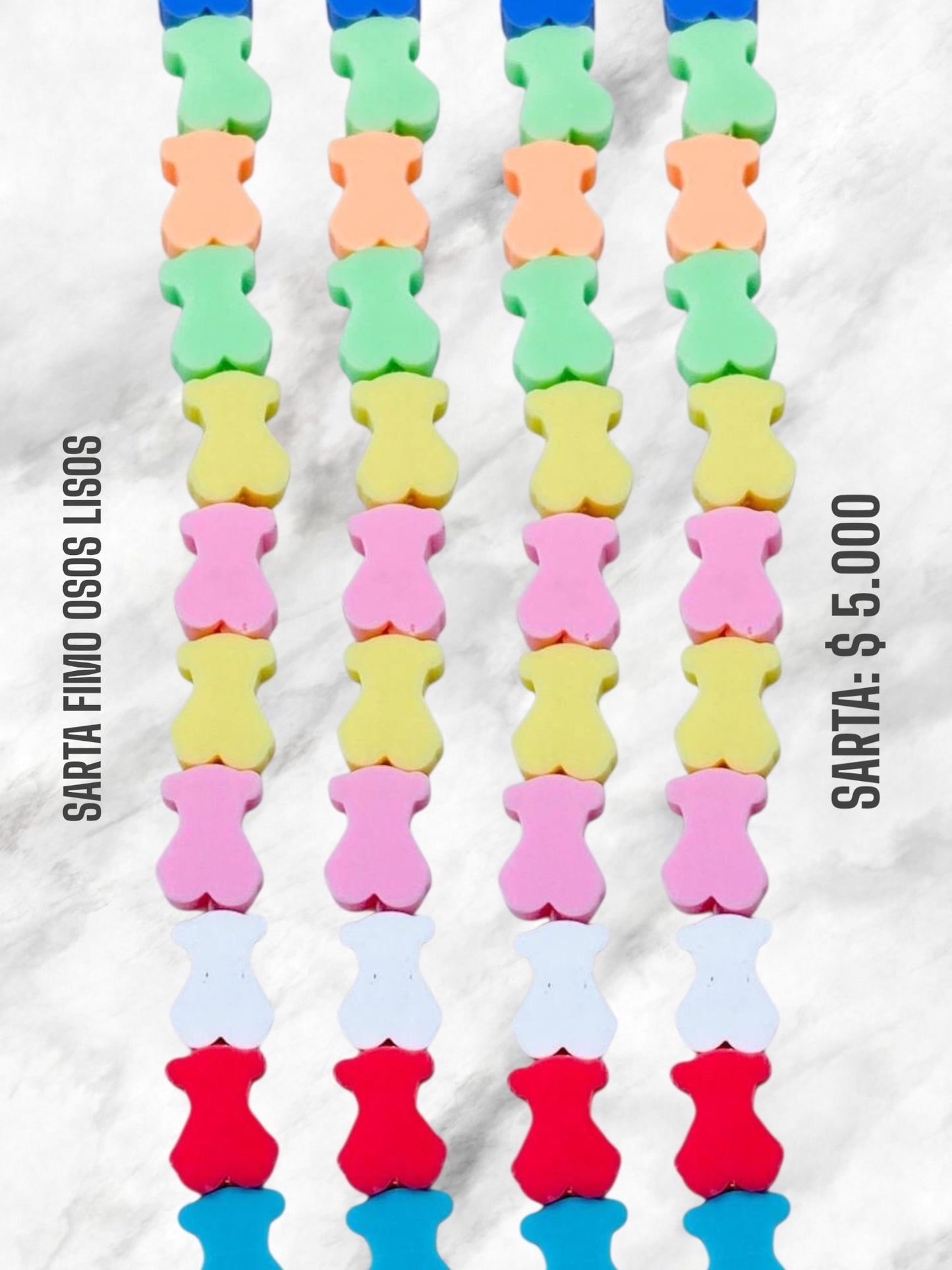 SARTA FIMO OSOS LISOS MULTICOLOR
