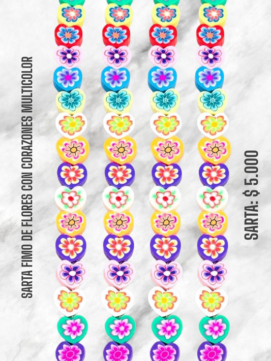 SARTA FIMO CORAZÓN FLORES