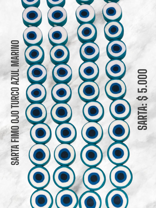 SARTA FIMO OJO TURCO AZUL MARINO