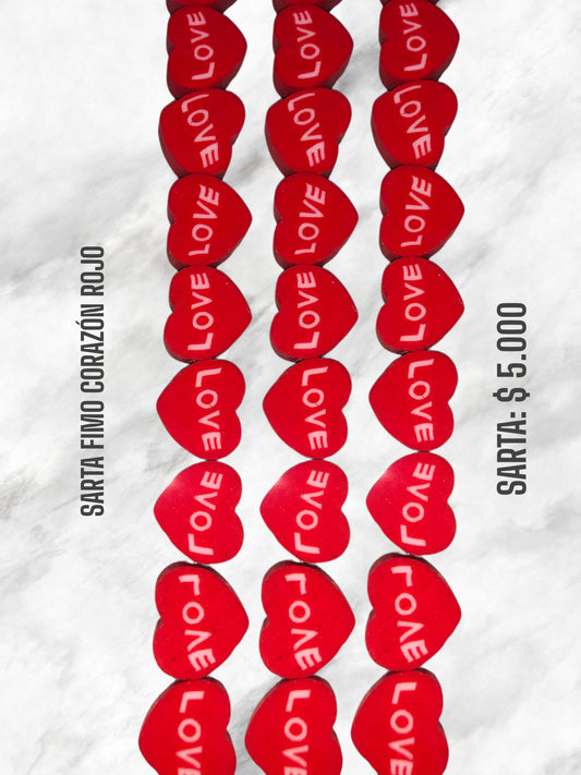 SARTA FIMO CORAZÓN ROJO