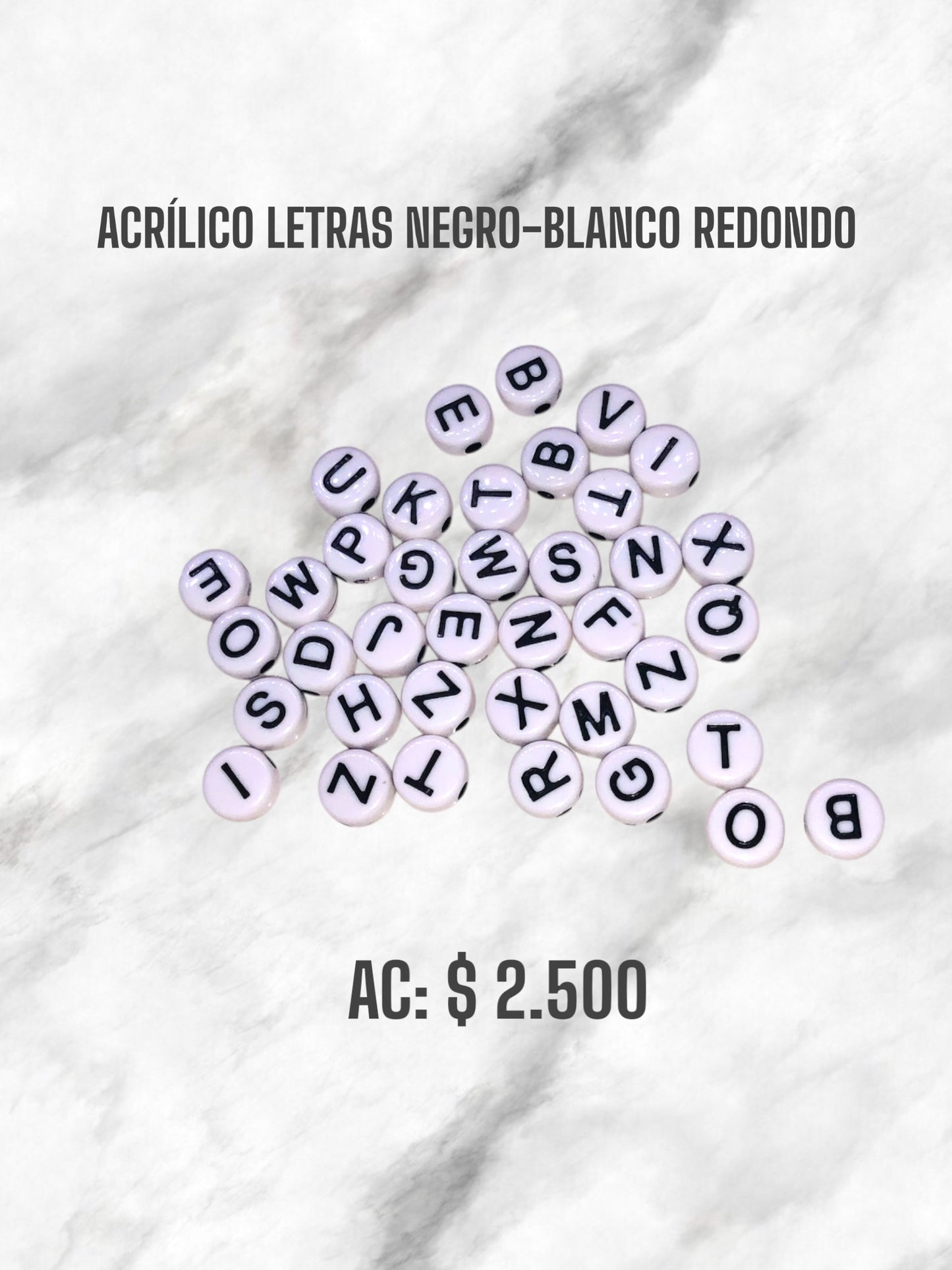 ACRÍLICO LETRAS NEGRO-BLANCO REDONDA