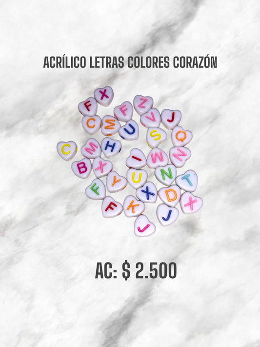 ACRÍLICO LETRAS COLORES CORAZÓN