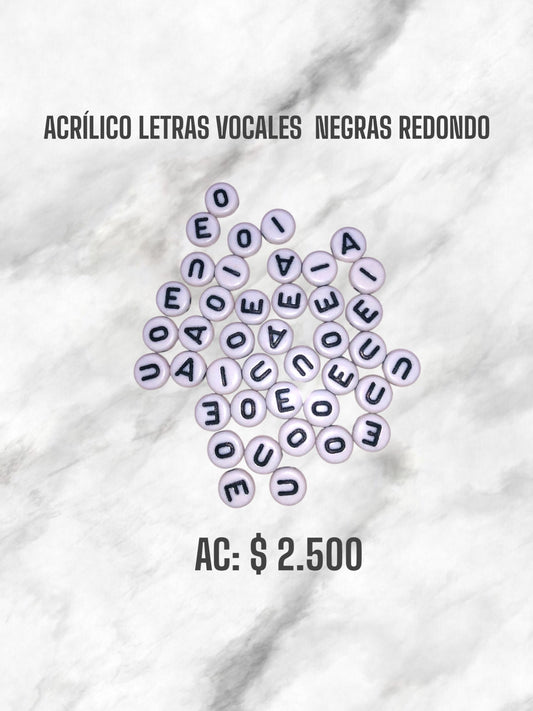 ACRÍLICO LETRAS VOCALES NEGRAS REDONDAS