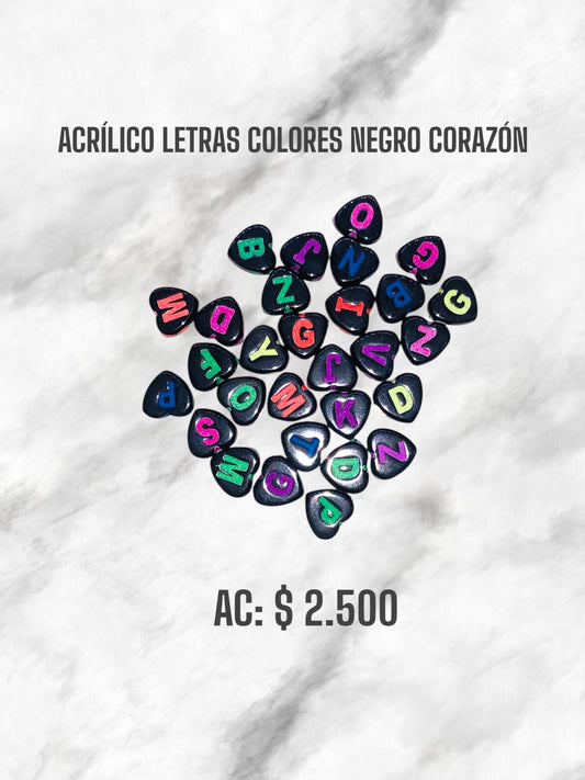 ACRÍLICO LETRAS COLORES NEGRO CORAZÓN