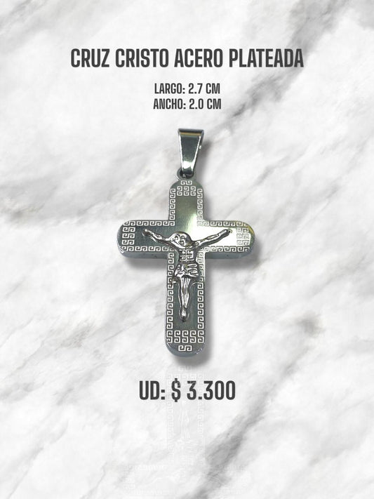 CRUZ CRISTO ACERO PLATEADA #1