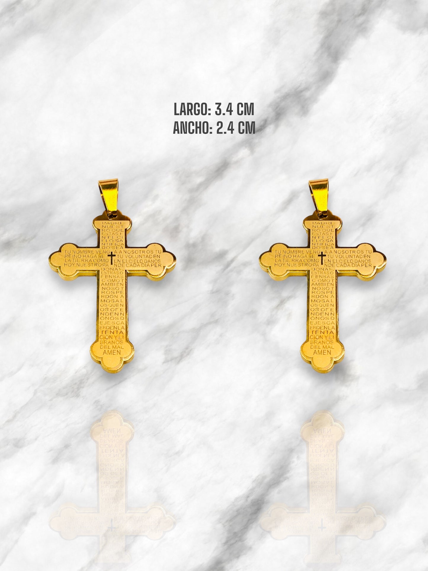 CRUCES PADRE NUESTRO ACERO DORADO (colgante)