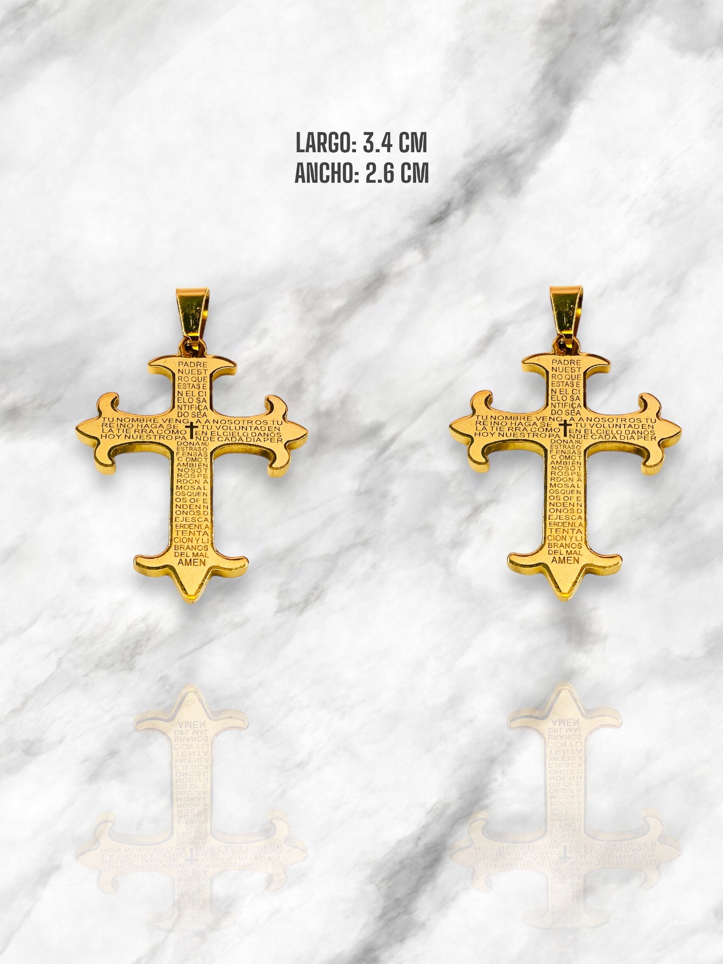 CRUCES PADRE NUESTRO ACERO DORADO (colgante)