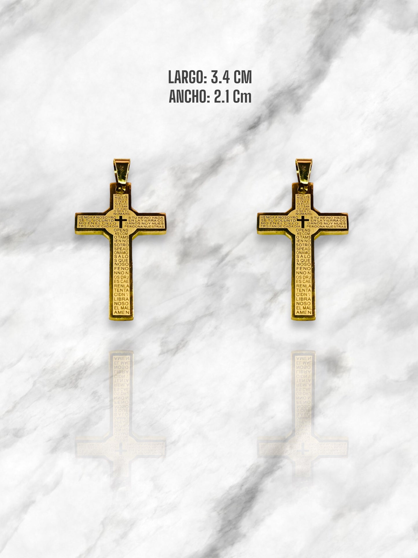 CRUCES PADRE NUESTRO ACERO DORADO (colgante)