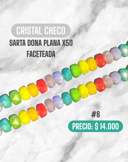 CRISTAL CHECO SARTA DONA PLANA X50 FACETEADA