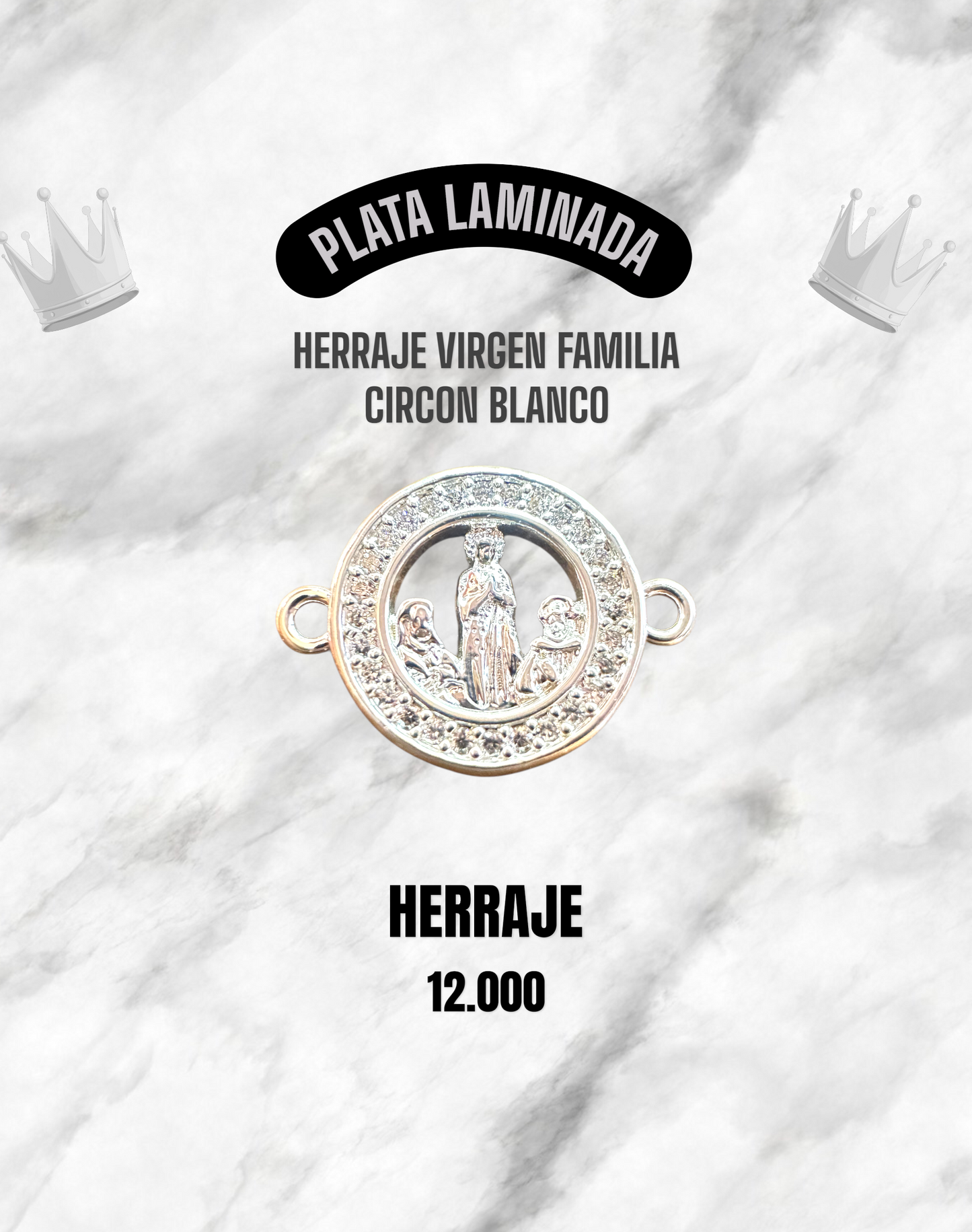 HERRAJE VIRGEN FAMILIA CIRCÓN BLANCO PLATA LAMINADA