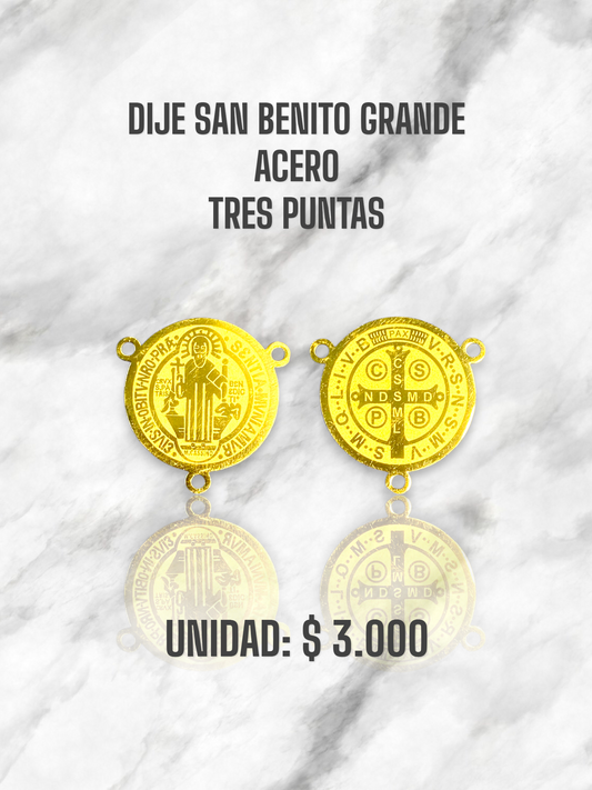 DIJE SAN BENITO GRANDE TRES PUNTAS ACERO