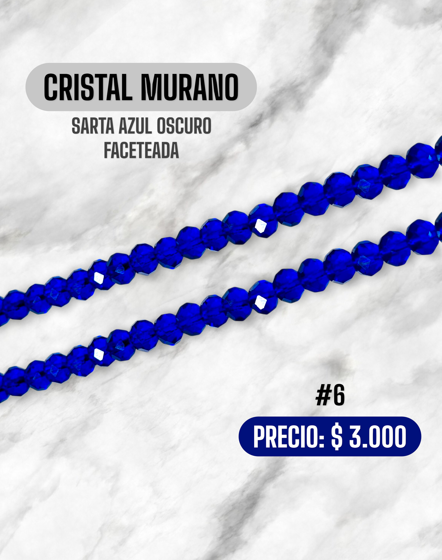 CRISTAL MURANO AZUL OSCURO FACETADA