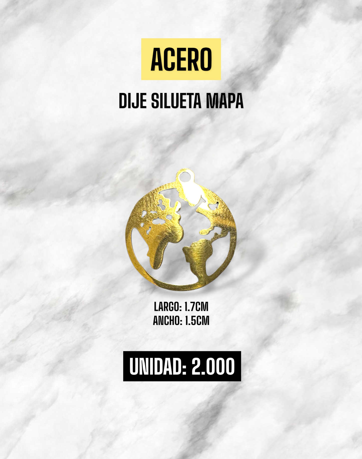 DIJE SILUETA MAPA ACERO