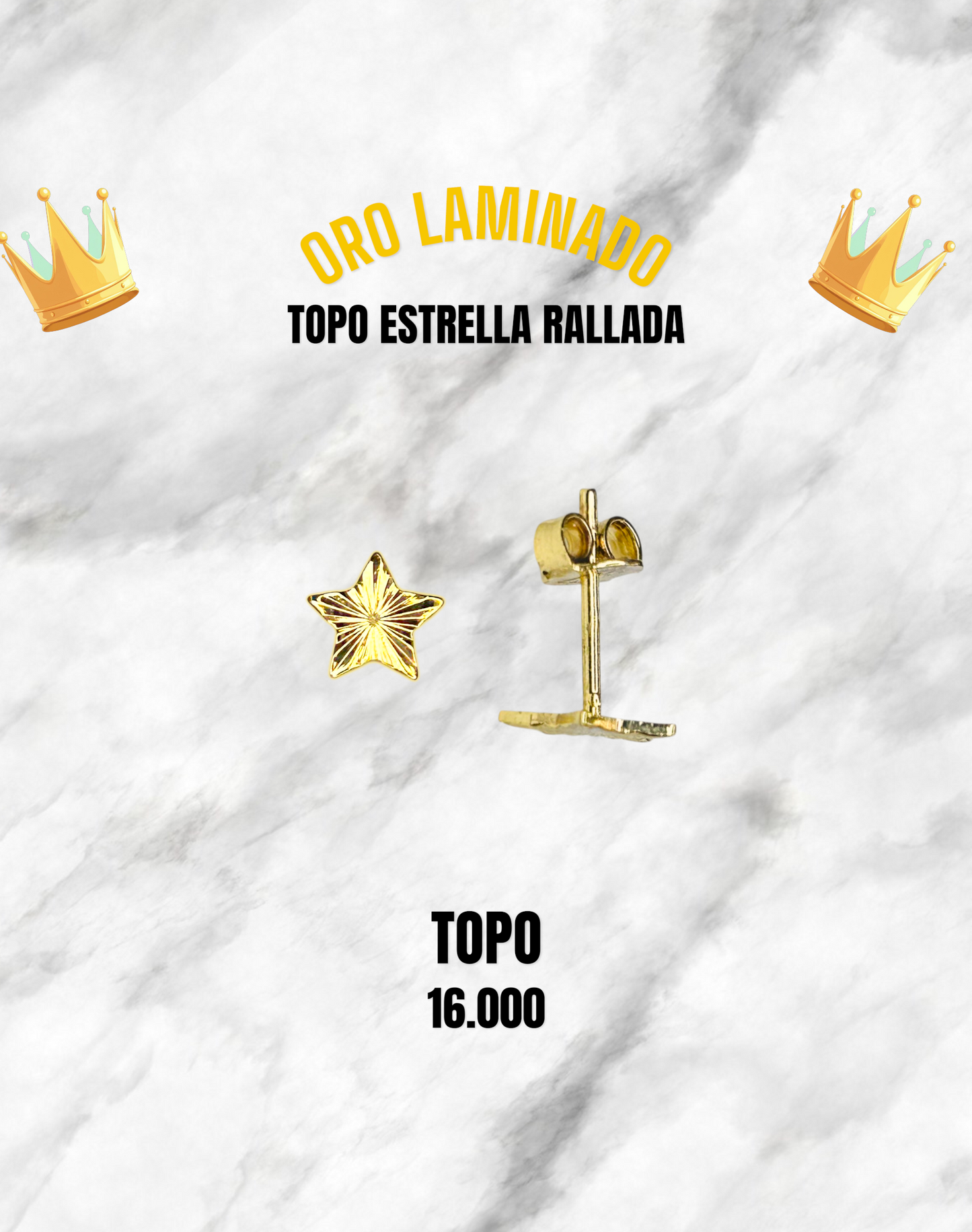 TOPO ESTRELLA RALLADA ORO LAMINADO