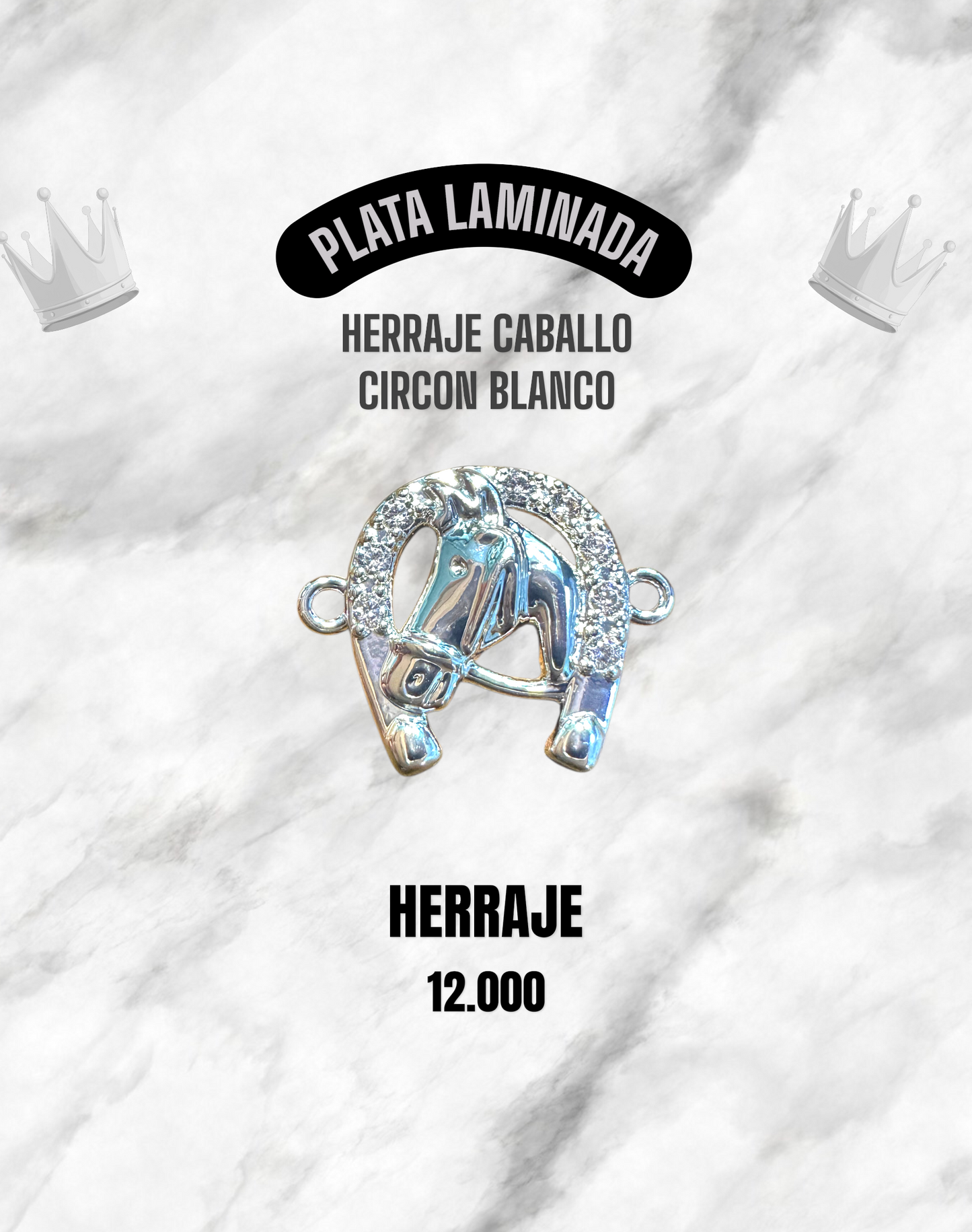 HERRAJE CABALLO CIRCÓN BLANCO PLATA LAMINADA