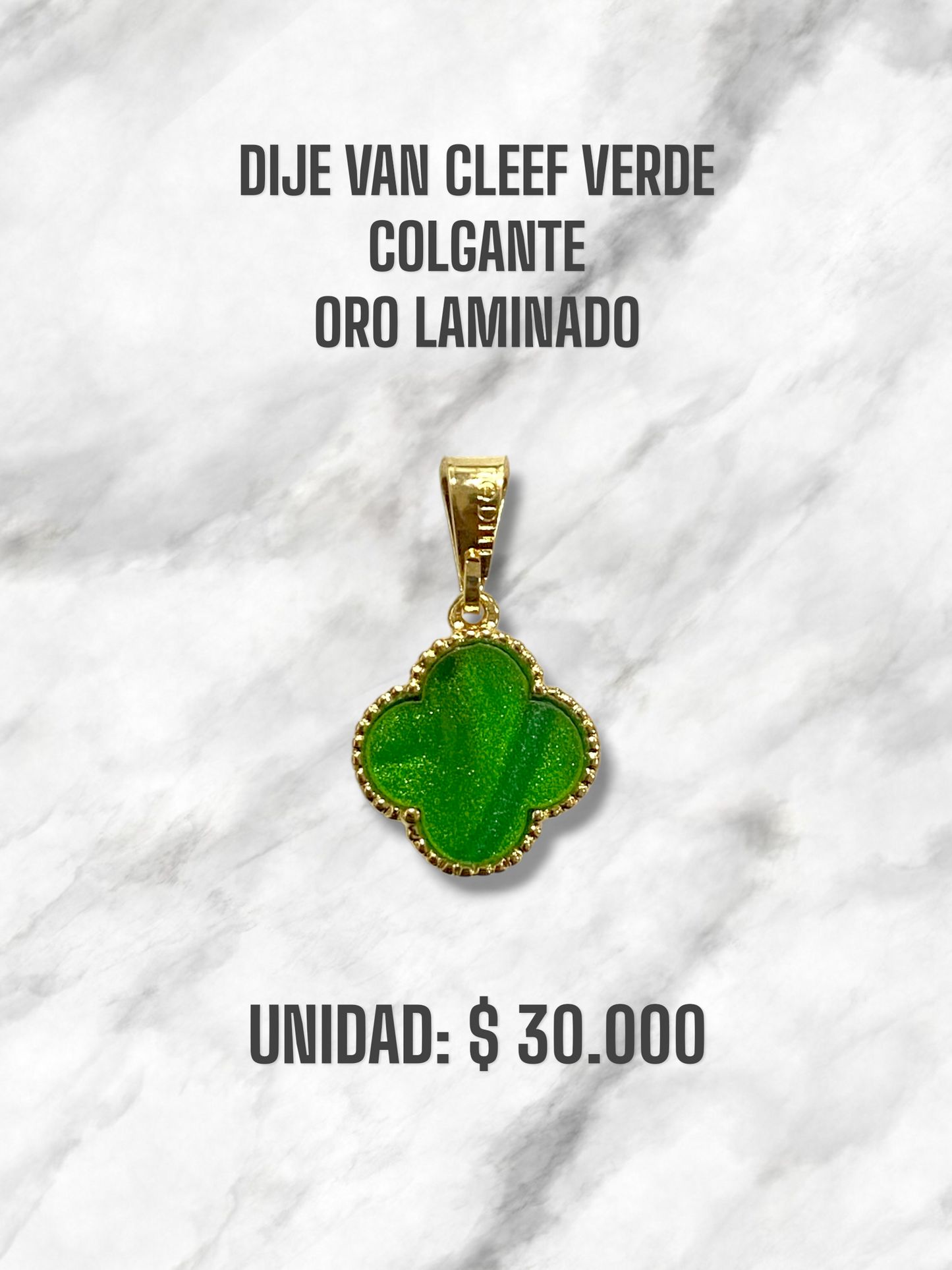 DIJE VAN CLEEF VERDE COLGANTE ORO LAMINADO