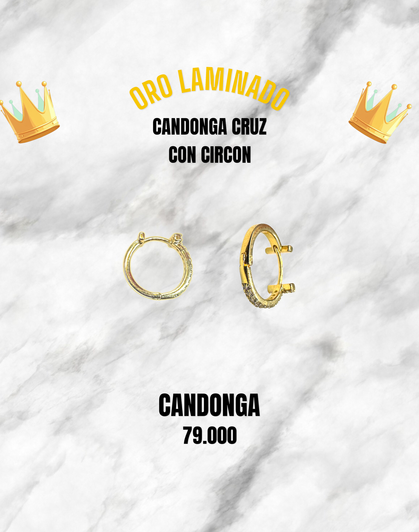CANDONGA CRUZ CON CIRCONES ORO LAMINADO