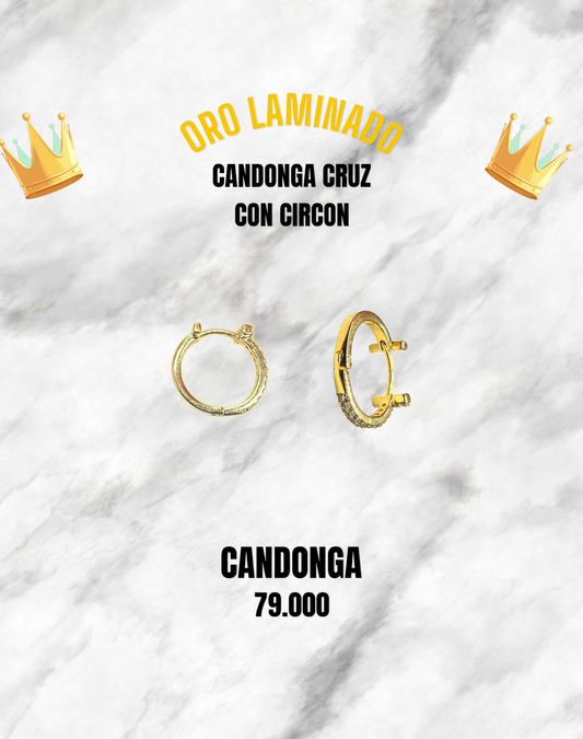 CANDONGA CRUZ CON CIRCONES ORO LAMINADO