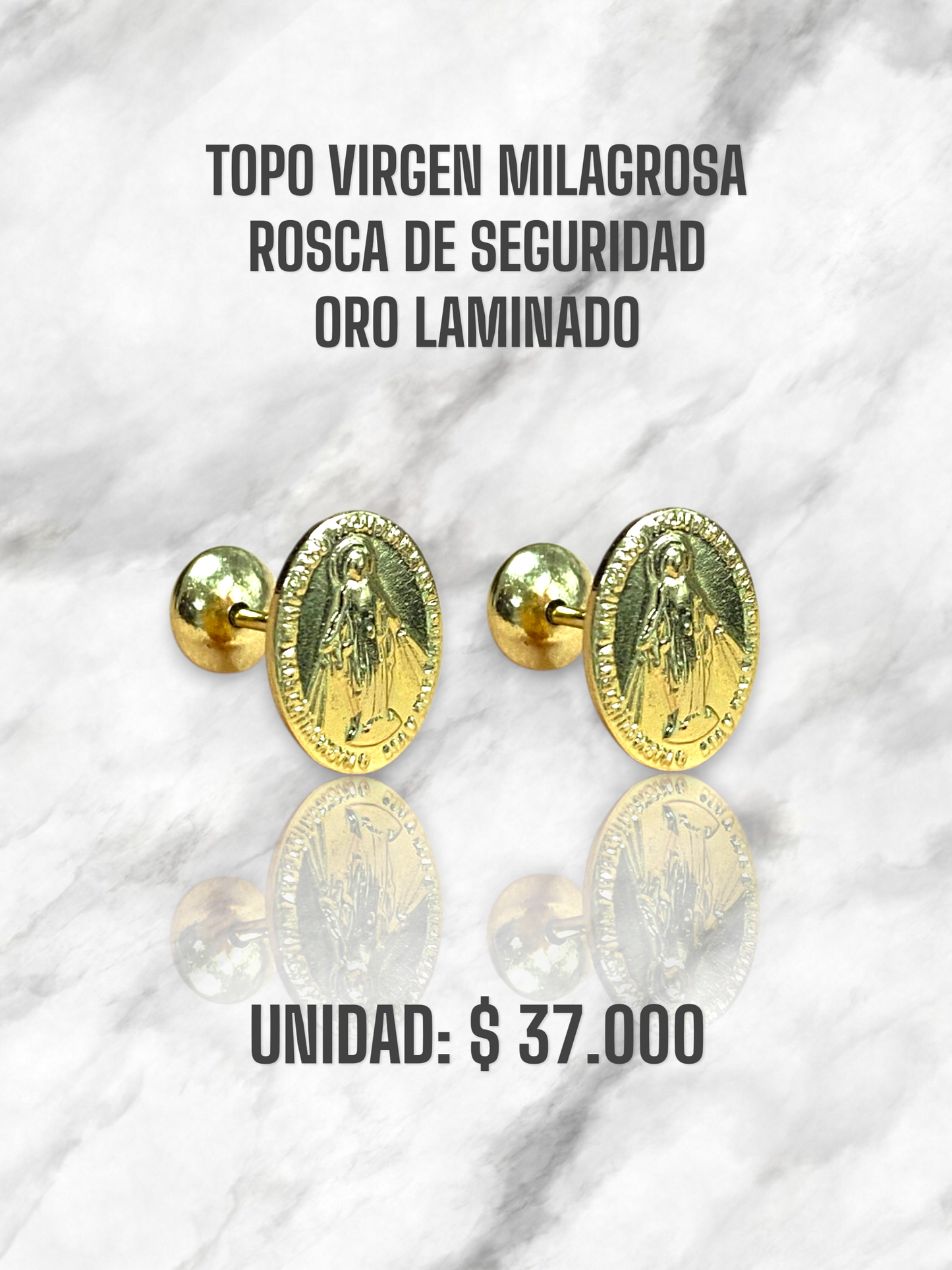 TOPO VIRGEN MILAGROSA ROSCA S. ORO LAMINADO
