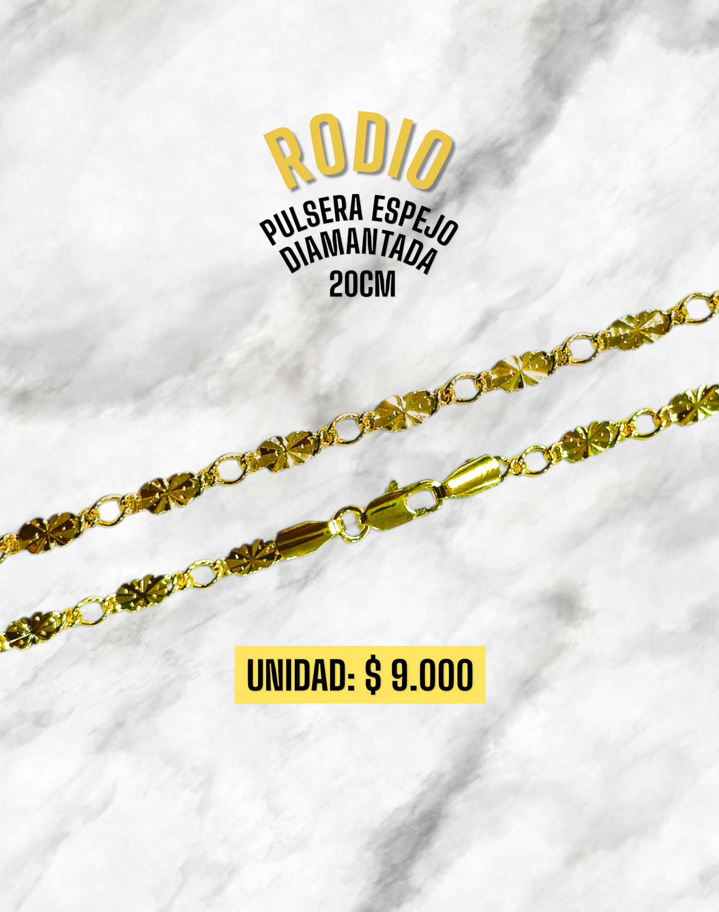 PULSERA ESPEJO DIAMANTADA 20CM RODIO