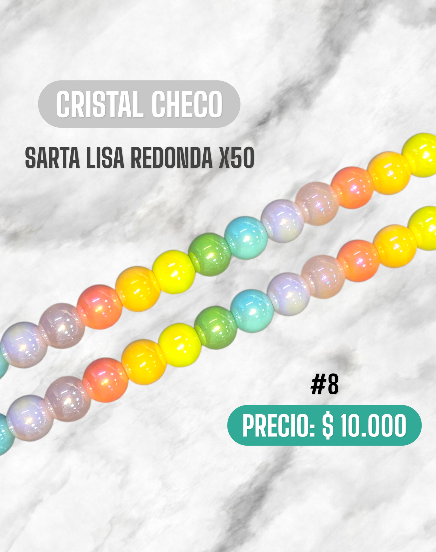 CRISTAL CHECO SARTA LISA REDONDA X50