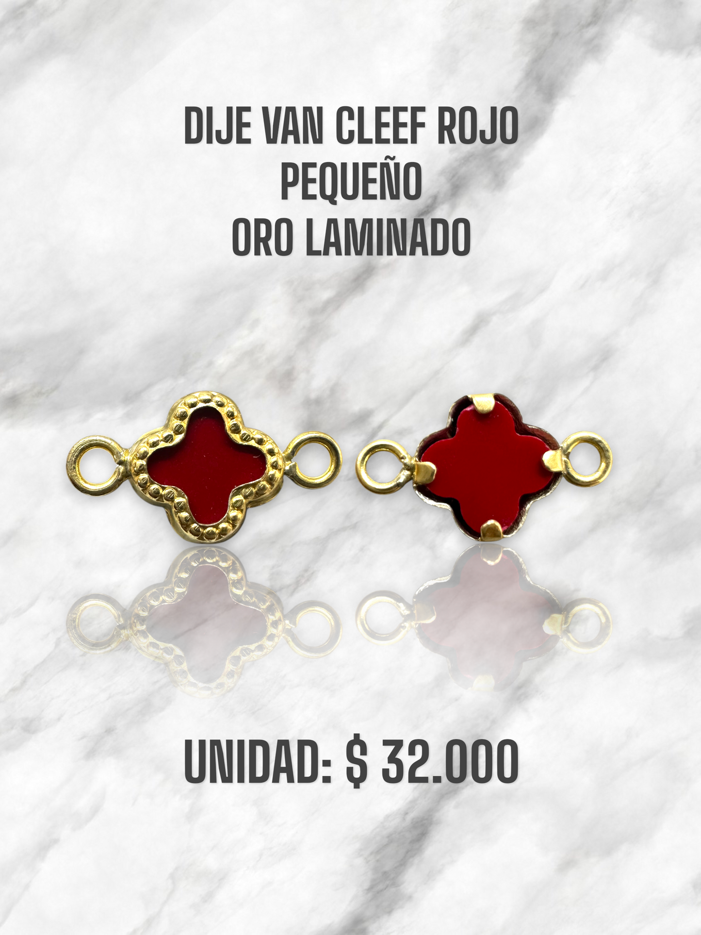 HERRAJE VAN CLEEF ROJO PEQUEÑO PULSO ORO LAMINADO