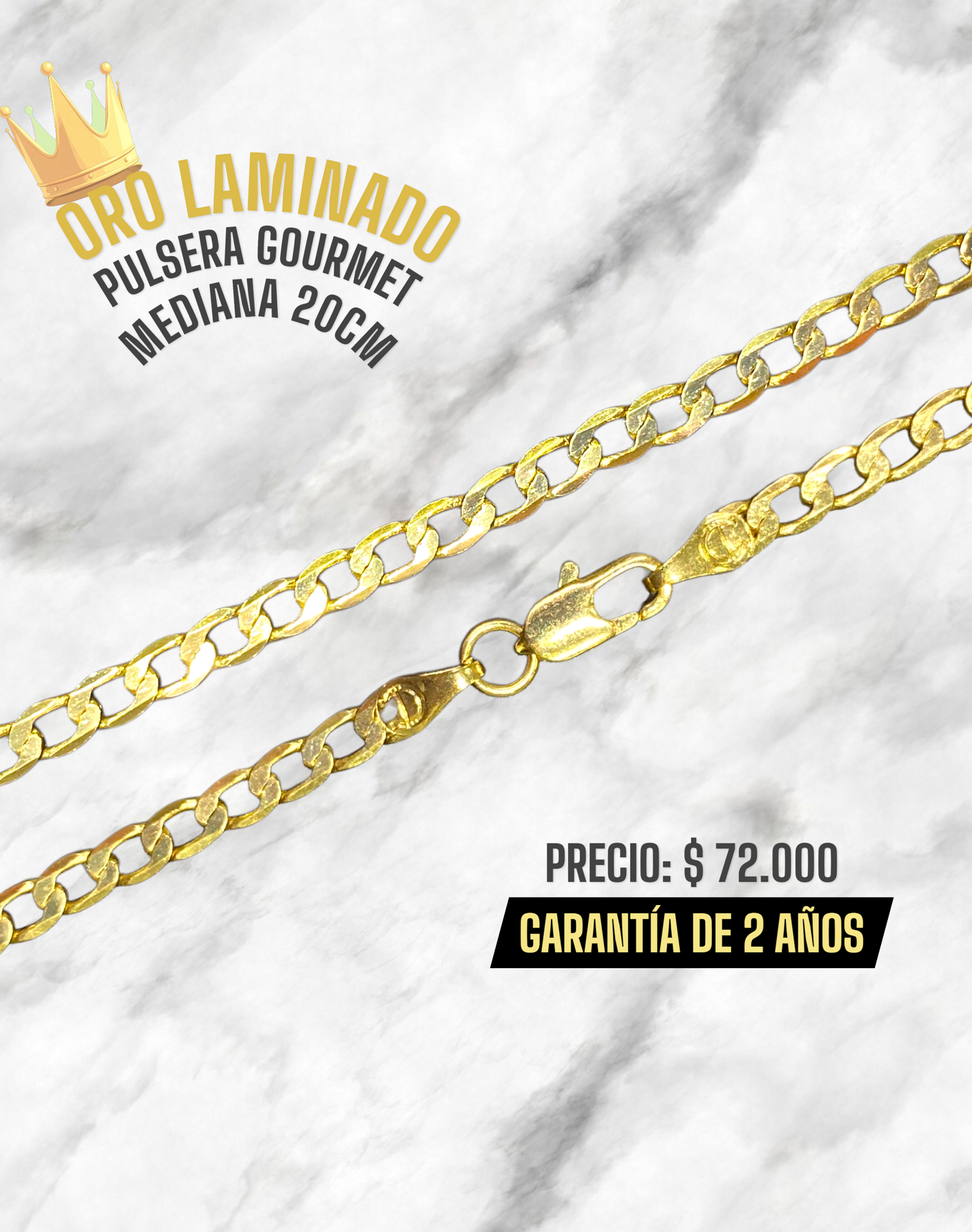 PULSERA GOURMET MEDIANA 20CM ORO LAMINADO