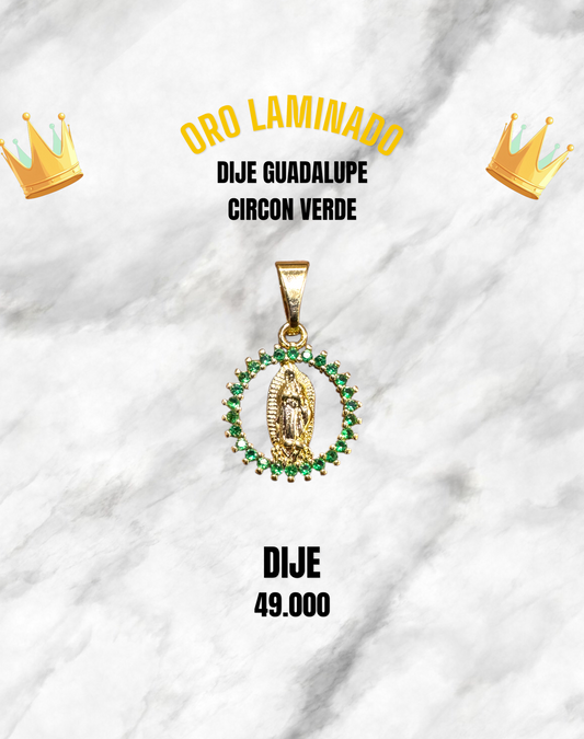 DIJE GUADALUPE CIRCON VERDE ORO LAMINADO